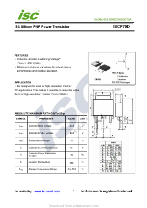 ISCP70D Datasheet PDF Inchange Semiconductor