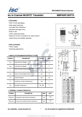 MMP60R190PTH Datasheet PDF Inchange Semiconductor