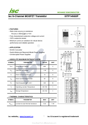 IXTP14N60P Datasheet PDF Inchange Semiconductor