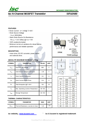 IXFA3N80 Datasheet PDF Inchange Semiconductor