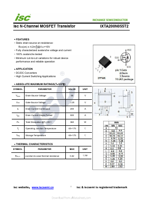 IXTA200N055T2 Datasheet PDF Inchange Semiconductor