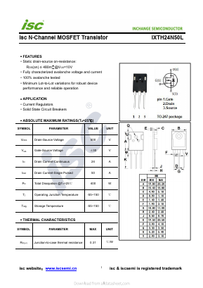 IXTH24N50L Datasheet PDF Inchange Semiconductor