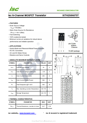 IXTH250N075T Datasheet PDF Inchange Semiconductor