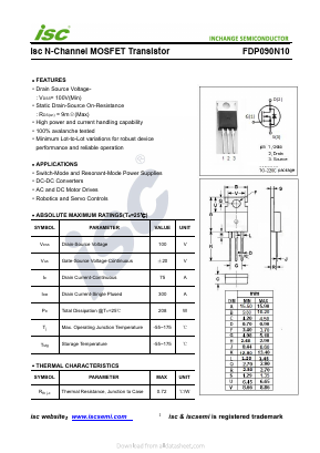 FDP090N10 Datasheet PDF Inchange Semiconductor