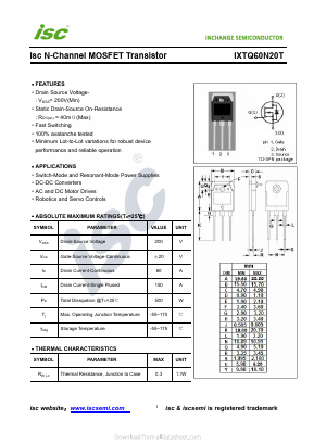 IXTQ60N20T Datasheet PDF Inchange Semiconductor