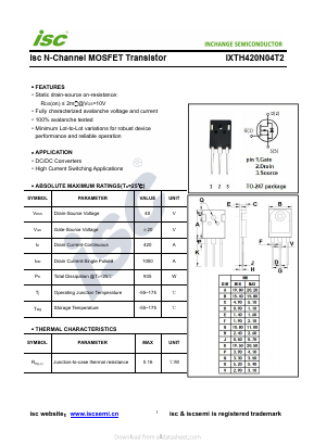 IXTH420N04T2 Datasheet PDF Inchange Semiconductor