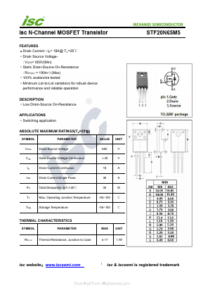 STF20N65M5 Datasheet PDF Inchange Semiconductor