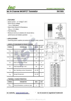 3N150S Datasheet PDF Inchange Semiconductor