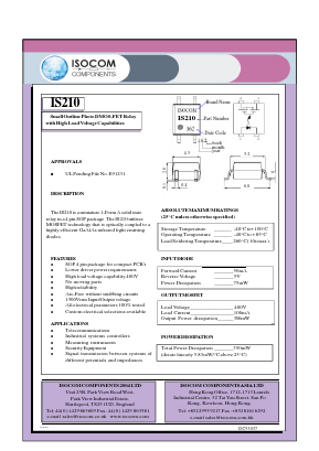 IS210 Datasheet PDF Isocom 
