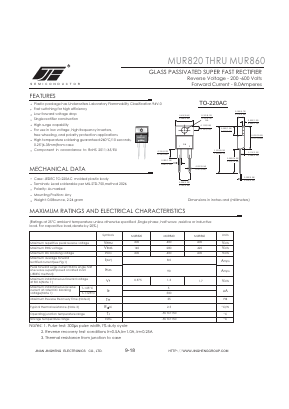 MUR820 Datasheet PDF Jinan Jing Heng Electronics Co., Ltd.