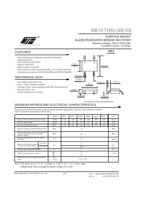 MB8S Datasheet PDF Jinan Jing Heng Electronics Co., Ltd.