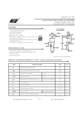 MUR15120 Datasheet PDF Jinan Jing Heng Electronics Co., Ltd.