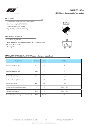 MMBT2222A Datasheet PDF Jinan Jing Heng Electronics Co., Ltd.