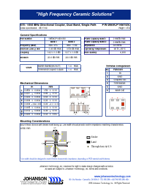 0869CP14B1050 Datasheet PDF Johanson Technology Inc.