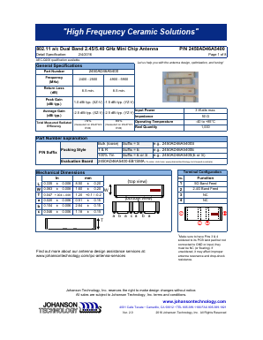 2450AD46A5400E Datasheet PDF Johanson Technology Inc.