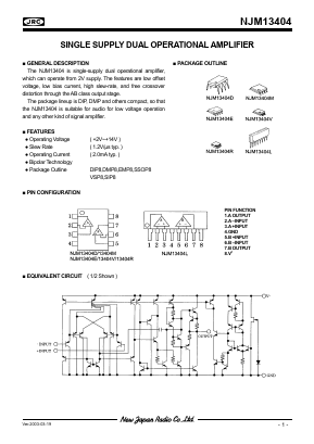 NJM13404D Datasheet PDF Japan Radio Corporation 