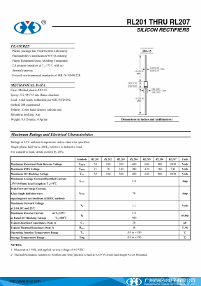 RL205 Datasheet PDF Guangzhou Juxing Electronic Co., Ltd.