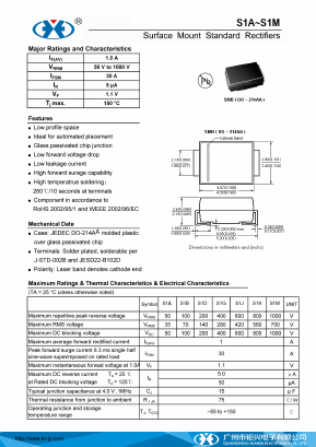 S1A Datasheet PDF Guangzhou Juxing Electronic Co., Ltd.