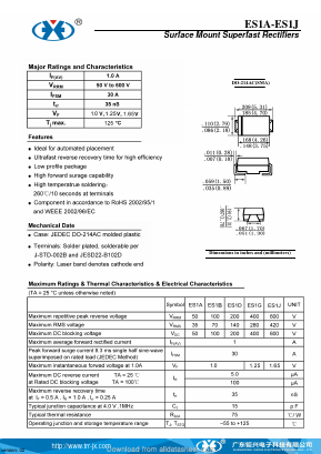 ES1D Datasheet PDF Guangzhou Juxing Electronic Co., Ltd.