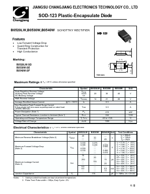 B0540W Datasheet PDF Jiangsu Changjiang Electronics Technology Co., Ltd