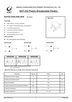 BAP64-04W Datasheet PDF Jiangsu Changjiang Electronics Technology Co., Ltd