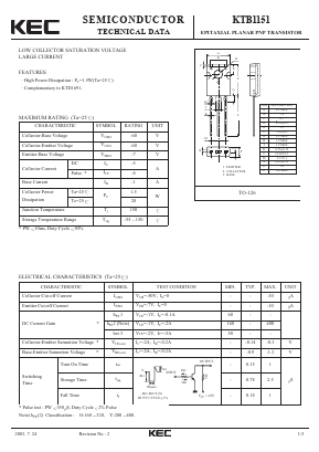 KTB1151 Datasheet PDF KEC