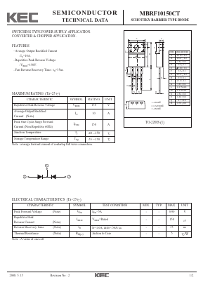 MBRF10150CT Datasheet PDF KEC