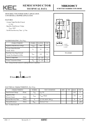MBR20200CT Datasheet PDF KEC