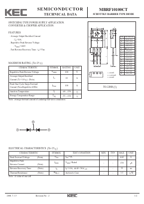 MBRF10100CT Datasheet PDF KEC