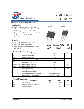 IRLR8113PBF Datasheet PDF Kersemi Electronic Co., Ltd.