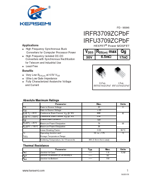 IRFR3709ZCPBF Datasheet PDF Kersemi Electronic Co., Ltd.
