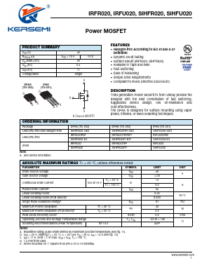 SIHFR020-E3 Datasheet PDF Kersemi Electronic Co., Ltd.