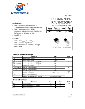 IRFU3707ZCPBF Datasheet PDF Kersemi Electronic Co., Ltd.