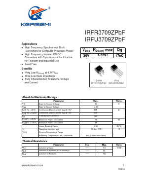 IRFR3709ZPBF Datasheet PDF Kersemi Electronic Co., Ltd.