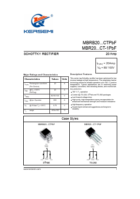 MBR20100CTTRLP Datasheet PDF Kersemi Electronic Co., Ltd.