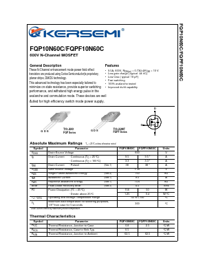 FQPF10N60C Datasheet PDF Kersemi Electronic Co., Ltd.
