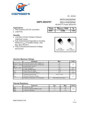 IRFR12N25DPBF Datasheet PDF Kersemi Electronic Co., Ltd.