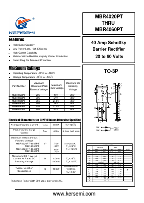 MBR4020PT Datasheet PDF Kersemi Electronic Co., Ltd.