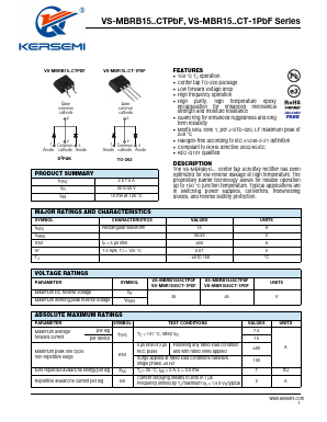 VS-MBR1545CTTRRP Datasheet PDF Kersemi Electronic Co., Ltd.