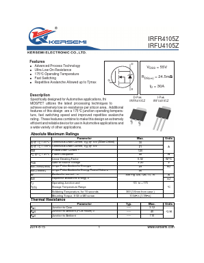 IRFU4105Z Datasheet PDF Kersemi Electronic Co., Ltd.