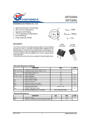 IRF530NS Datasheet PDF Kersemi Electronic Co., Ltd.