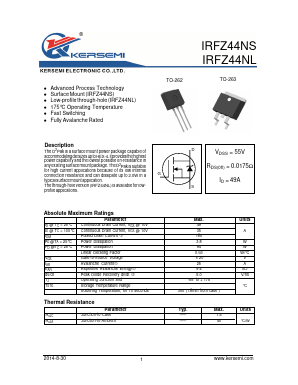 IRFZ44NS Datasheet PDF Kersemi Electronic Co., Ltd.