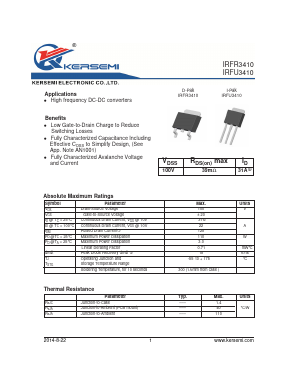 IRFR3410 Datasheet PDF Kersemi Electronic Co., Ltd.
