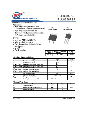 IRLR8256 Datasheet PDF Kersemi Electronic Co., Ltd.