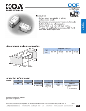 CCF1N0.5 Datasheet PDF KOA Speer Electronics, Inc.