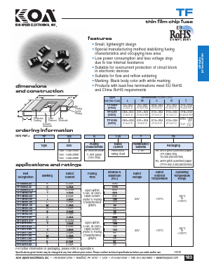 TF16SN0.50 Datasheet PDF KOA Speer Electronics, Inc.