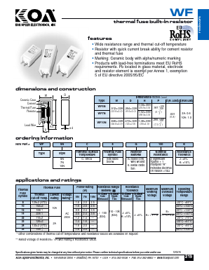 WF10NC8G150J Datasheet PDF KOA Speer Electronics, Inc.