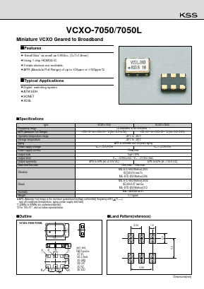 VCXO-7050 Datasheet PDF Kyocera Kinseki Corpotation