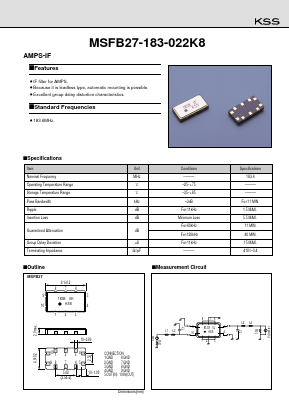 MSFB27-183-022K8 Datasheet PDF Kyocera Kinseki Corpotation