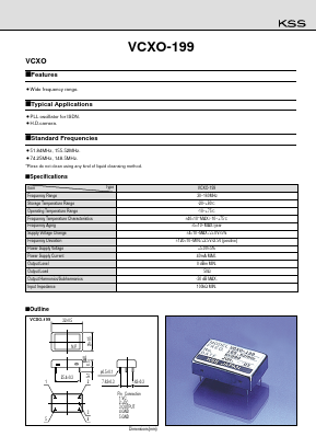 VCXO-199 Datasheet PDF Kyocera Kinseki Corpotation